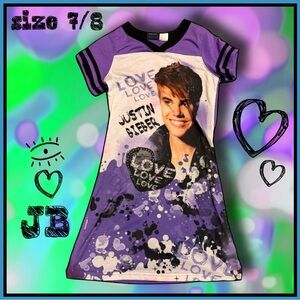 JUSTIN BEIBER 💜🤍💜 girls TOP size 7/8